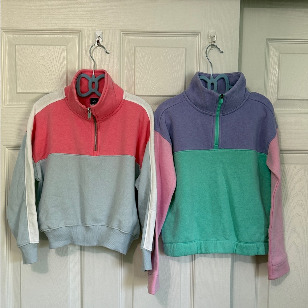 Old Navy Pink and Tek Gear Semi-Crop Purple Fleece Quarter-Zip Tops